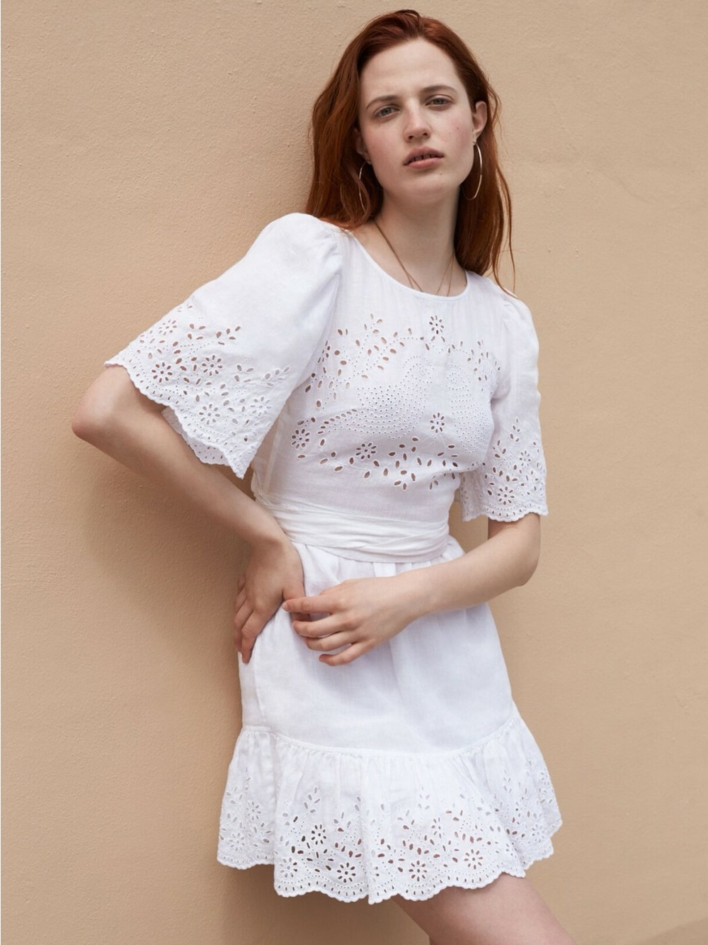 REBECCA TAYLOR LA VIE Sarcelle Eyelet Dress White S